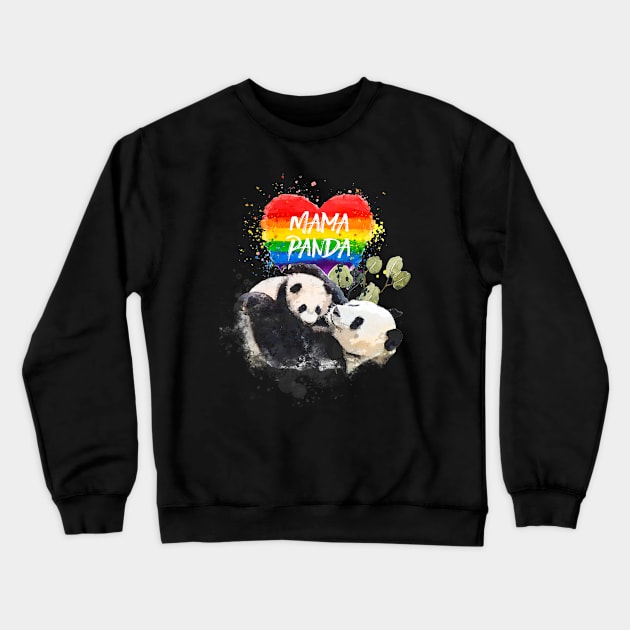 Lgbt Pride Mama Panda Bear Rainbow Love Crewneck Sweatshirt by hony.white